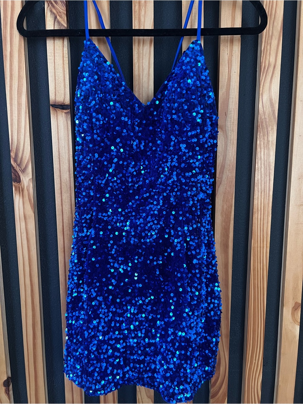 Blue Sequin Slip Dress - Women's Party Dress